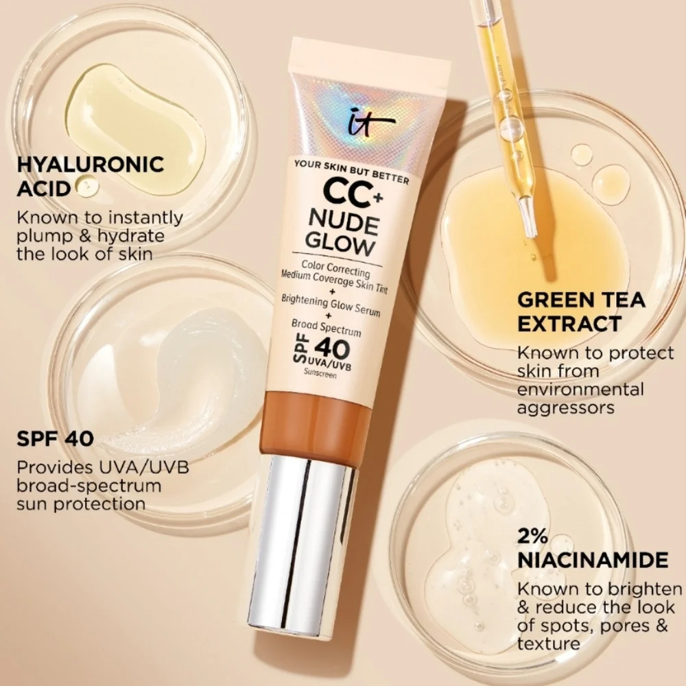 NIB IT COSMETICS CC NUDE GLOW  SKIN TINT FOUNDATION IN FAIR LIGHT